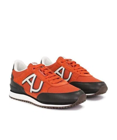 Armani Jeans Logo Details Casual Sports Shoes In Red