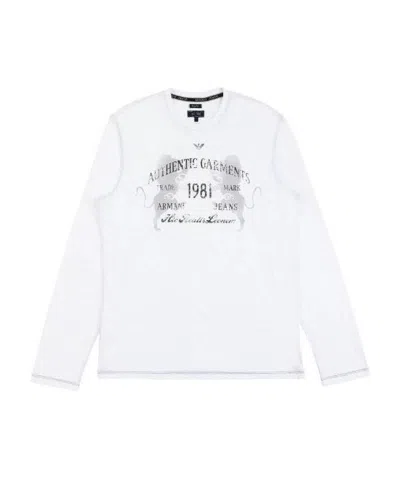 Armani Jeans Logo Details Long-sleeved T-shirt In White