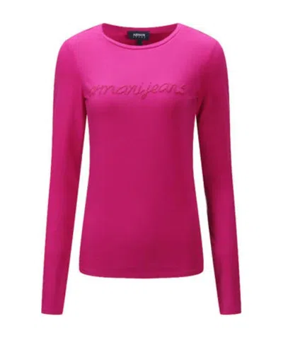 Armani Jeans Logo Details T-shirt In Pink