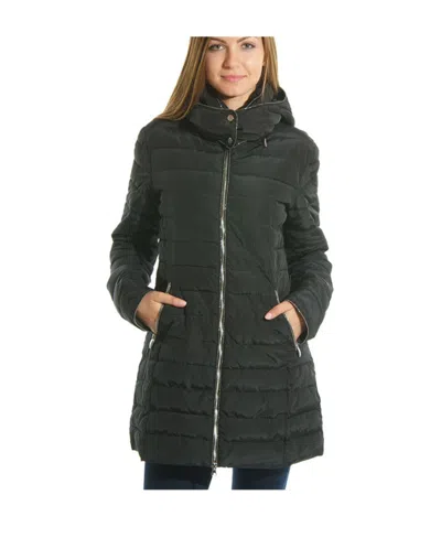 Armani Jeans Logo Hooded Down Jacket In Black