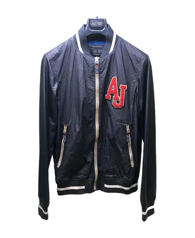 Armani Jeans Logo Logo Baseball Jacket In Black
