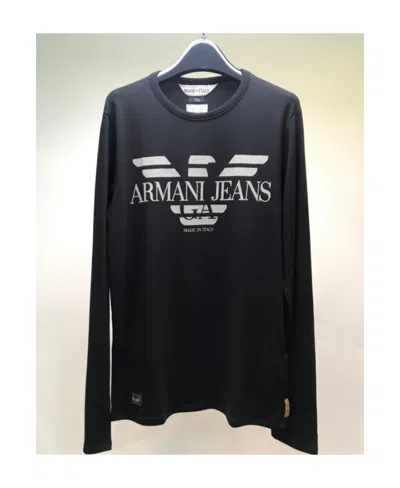Armani Jeans Logo Long-sleeved T-shirt In Black