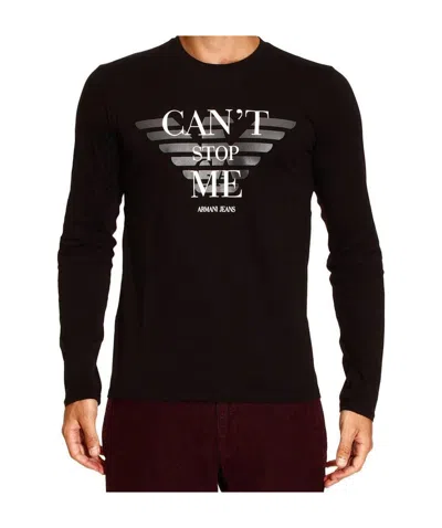 Armani Jeans Logo Long-sleeved T-shirt In Black