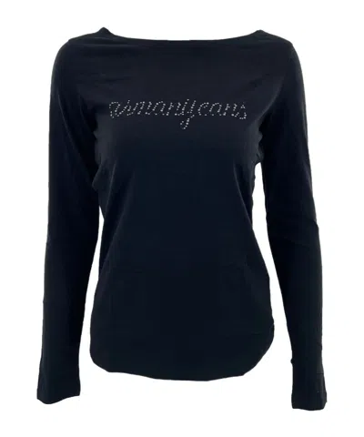 Armani Jeans Logo Long-sleeved T-shirt In Black
