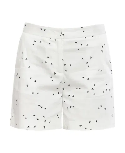 Armani Jeans Logo Pattern Denim Shorts In White