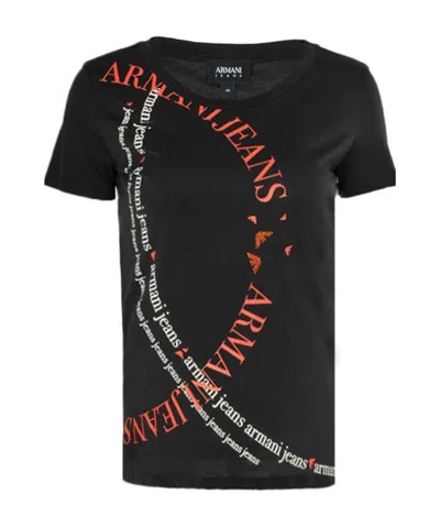 Armani Jeans Logo Printed Pattern T-shirt In Black