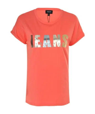 Armani Jeans Logo Printed Pattern T-shirt In Pink