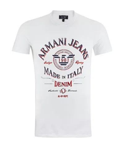 Armani Jeans Logo Printed Pattern T-shirt In White