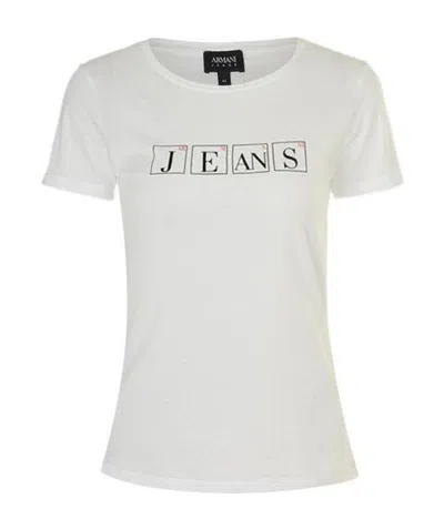 Armani Jeans Logo Printed Pattern T-shirt In White