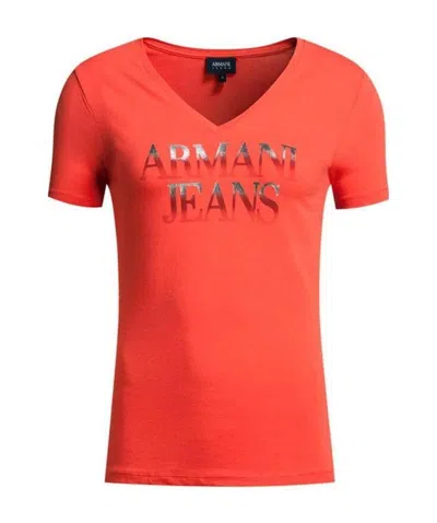Armani Jeans Logo Printed T-shirt In Orange