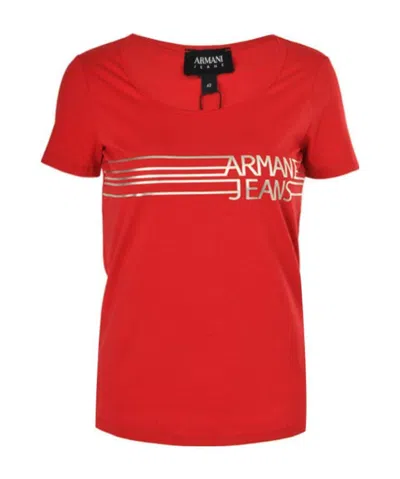 Armani Jeans Logo Printed T-shirt In Red
