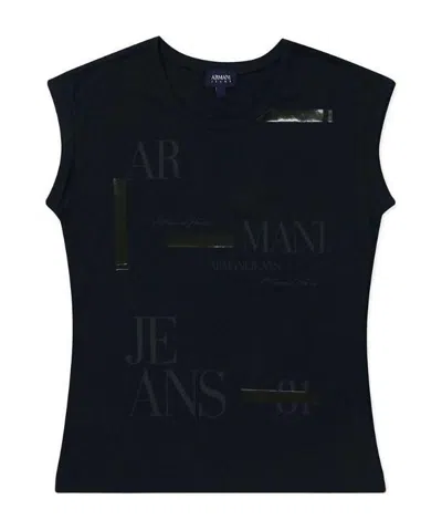 Armani Jeans Logo Round-neck T-shirt In Black