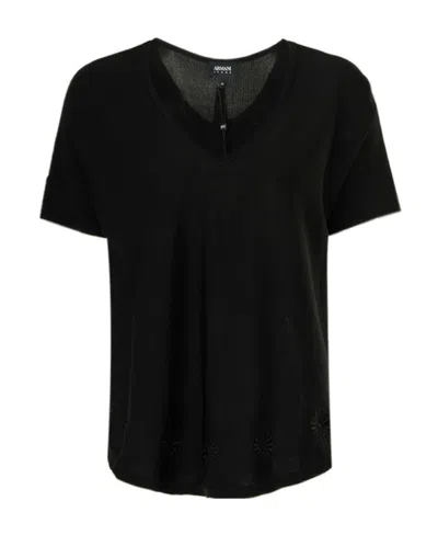 Armani Jeans Logo Short-sleeved T-shirt In Black
