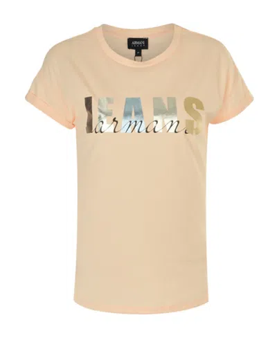 Armani Jeans Logo Short-sleeved T-shirt In Nude