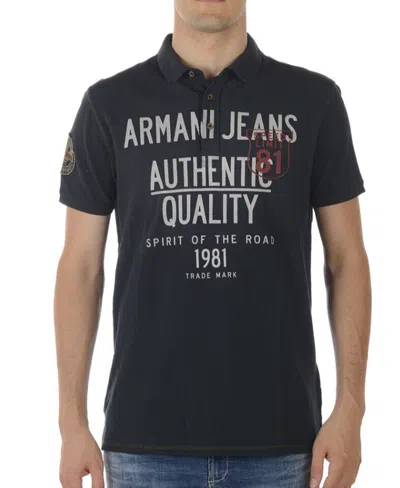 Armani Jeans Logo Slim Polo Shirt In Black