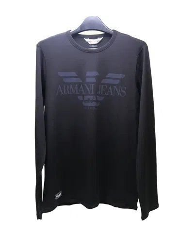 Armani Jeans Logo T-shirt With Round Neck And Long Sleeves In Black