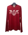 Armani Jeans Logo T-shirt With Round Neck In Red