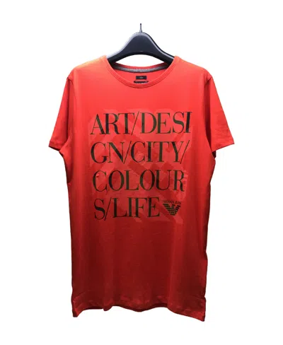 Armani Jeans Logo T-shirt With Round Neck In Red