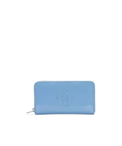 Armani Jeans Logo Zipper Wallet In Blue