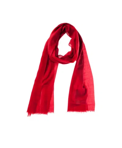 Armani Jeans Long Fringed Scarf In Red