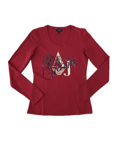 Armani Jeans Long Sleeve T-shirt In Burgundy