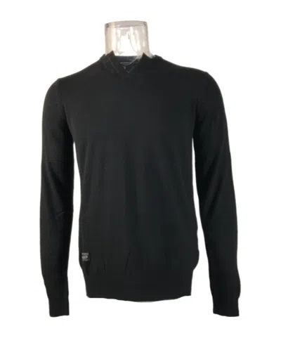 Armani Jeans Long-sleeved Contrasting Sweater In Black