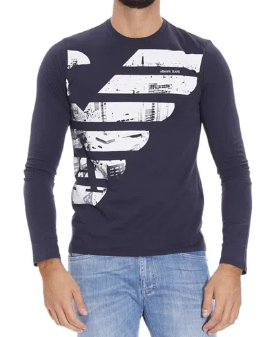 Armani Jeans Long-sleeved Printed T-shirt In Black