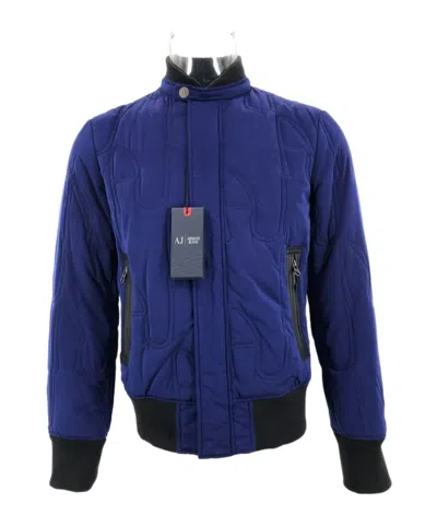 Armani Jeans Long-sleeved Quilted Casual Jacket In Blue