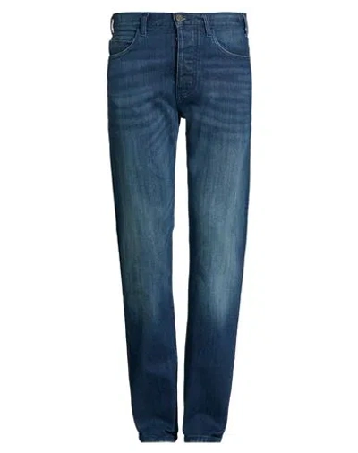 Armani Jeans Man Jeans Blue Size 30w-32l Cotton, Elastane