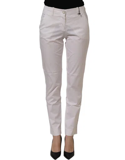 Pre-owned Armani Jeans Mid Waist Cotton Stretch Trouser Women's Pants () In White