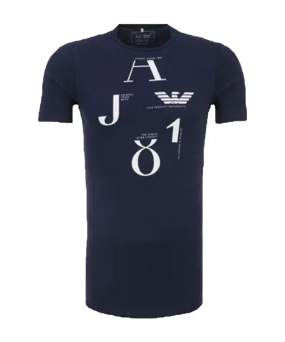 Armani Jeans Navy Blue Logo T-shirt In Black