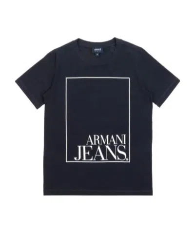 Armani Jeans Navy Blue Logo T-shirt In Black