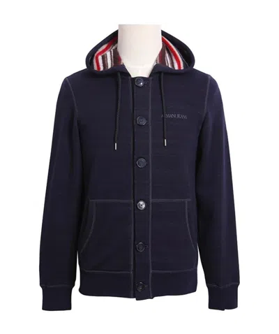 Armani Jeans Navy Blue Logo With Hat Casual Jacket In Black