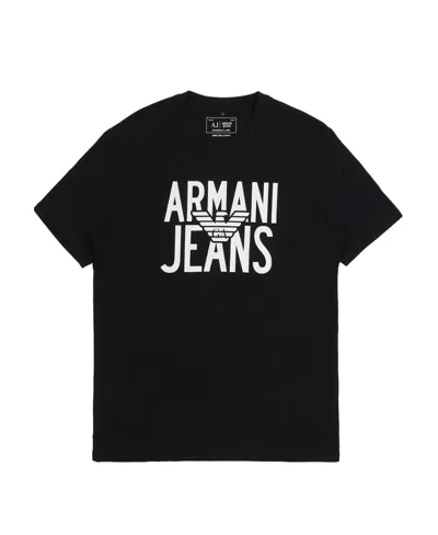 Armani Jeans Navy Blue Short-sleeved T-shirt In Black