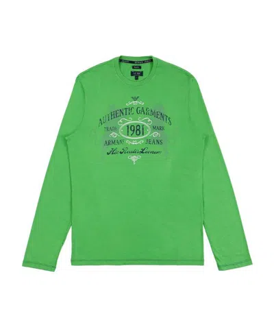 Armani Jeans Printed Long-sleeved T-shirt In Green