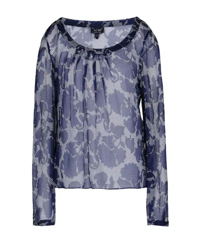 Armani Jeans Printed Pattern Blouse In Blue