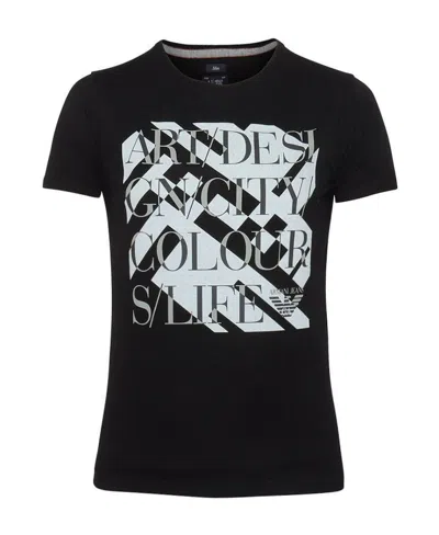 Armani Jeans Printed T-shirt With Round Neck In Black