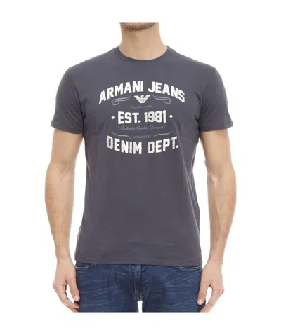 Armani Jeans Printed T-shirt With Round Neck In Black