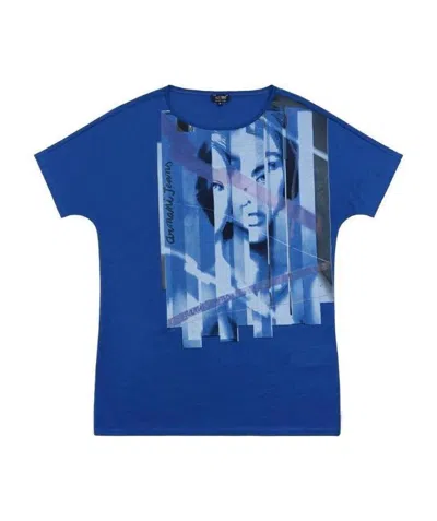 Armani Jeans Printed T-shirt With Round Neck In Blue