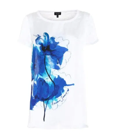 Armani Jeans Printed T-shirt With Round Neck In Blue