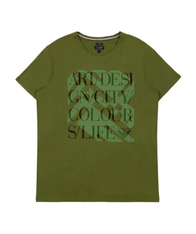 Armani Jeans Printed T-shirt With Round Neck In Green