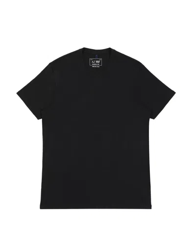 Armani Jeans Printed V-collar Short-sleeved T-shirt In Black
