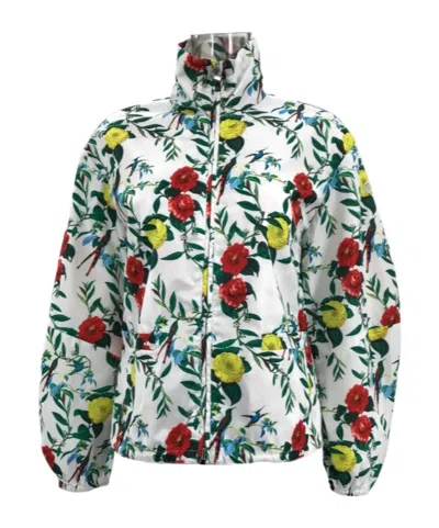 Armani Jeans Printed Zipper Casual Jacket In Green