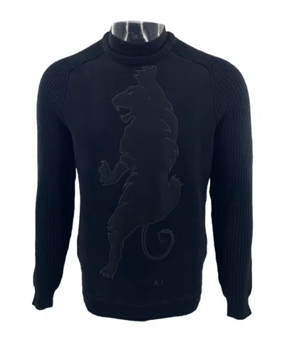 Armani Jeans Round-collar And Long-sleeved Sweater In Black