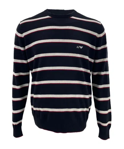 Armani Jeans Round-collar And Long-sleeved Sweater In Black