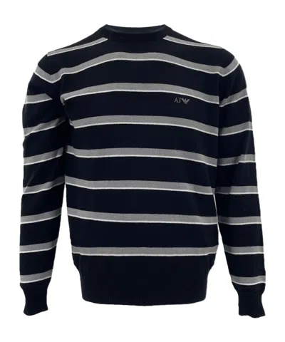 Armani Jeans Round-collar And Long-sleeved Sweater In Black