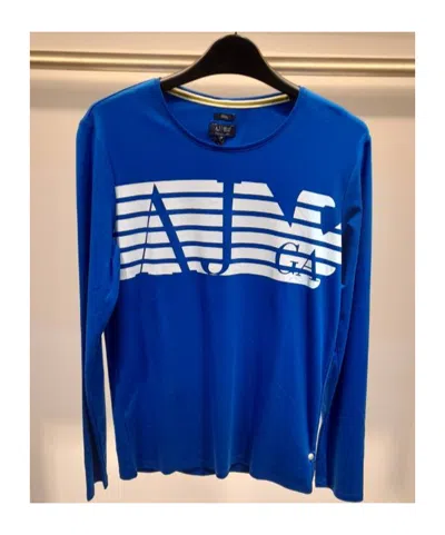 Armani Jeans Round Collar And Long-sleeved T-shirt In Blue