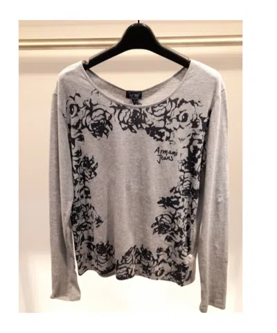 Armani Jeans Round Collar And Long-sleeved T-shirt In Gray