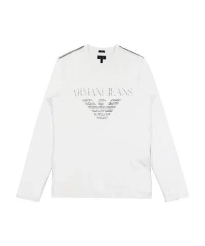 Armani Jeans Round Collar And Long-sleeved T-shirt In White