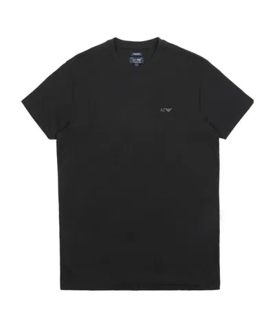 Armani Jeans Round Collar Logo T-shirt In Black